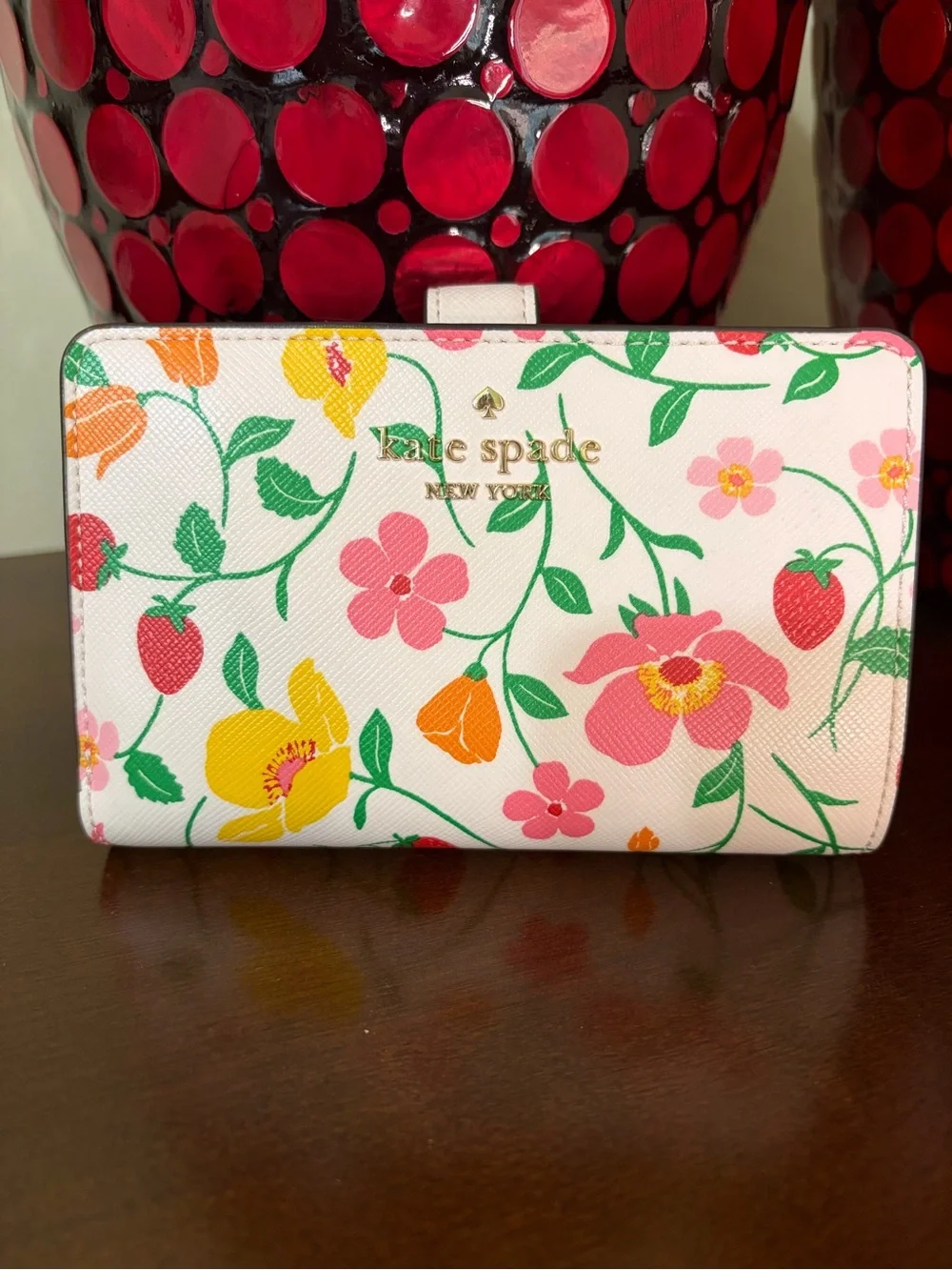 kate spade Madison Strawberry Garden Medium Compact Bifold